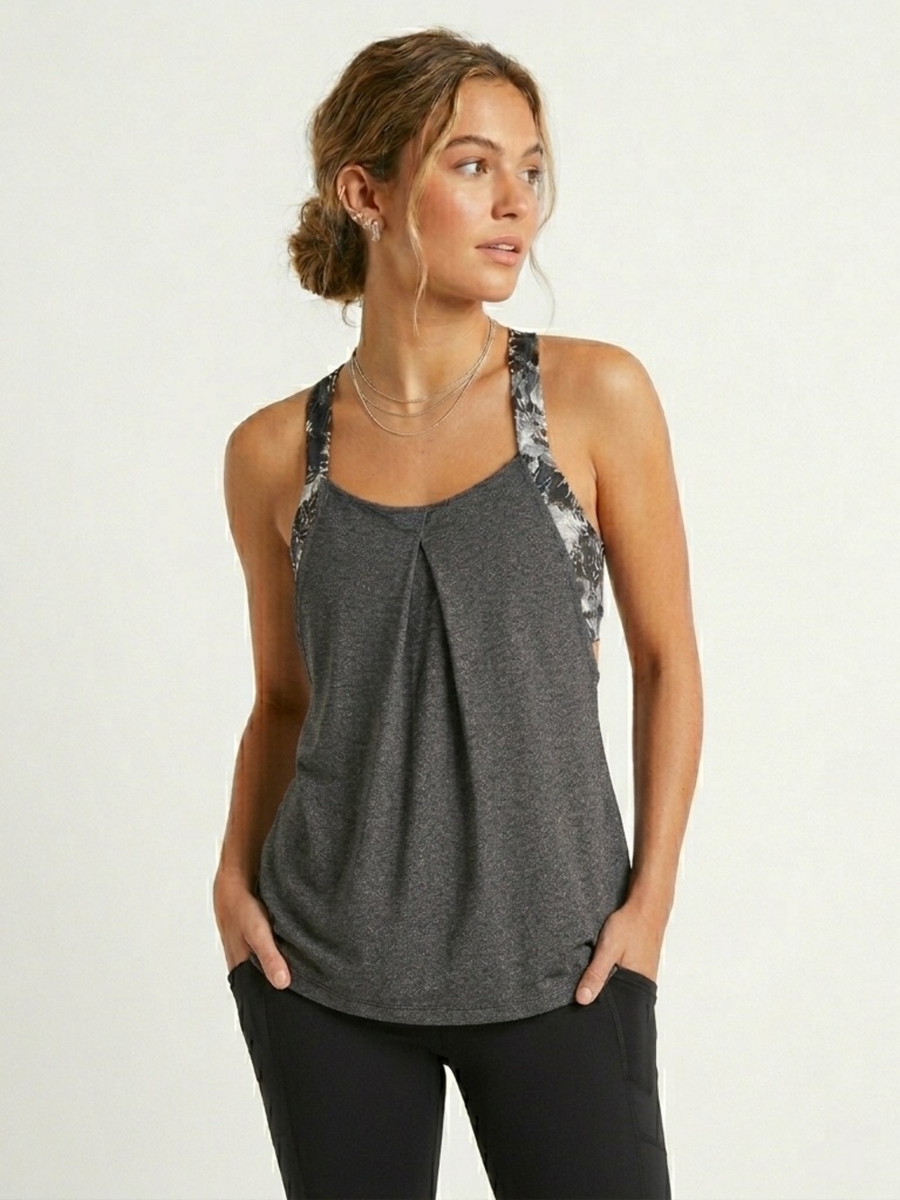 Lululemon Flowabunga Rest Less Tank Built In Bra Black Floral 2